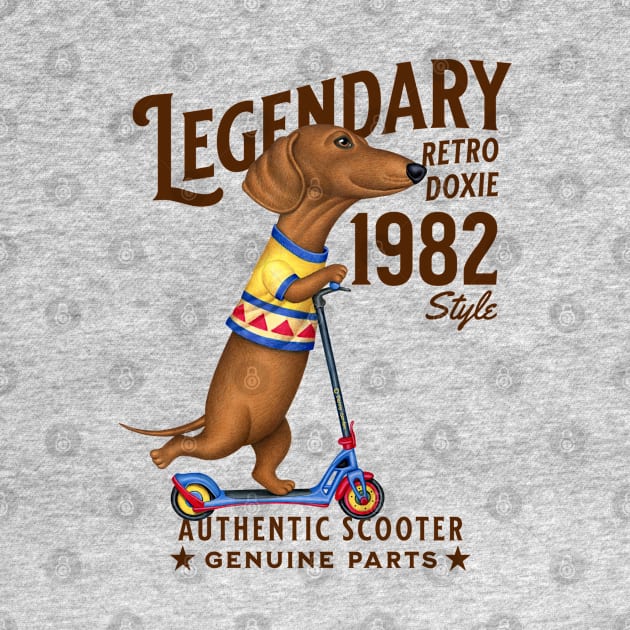 Dachshund Legendary Retro Scooter by Danny Gordon Art